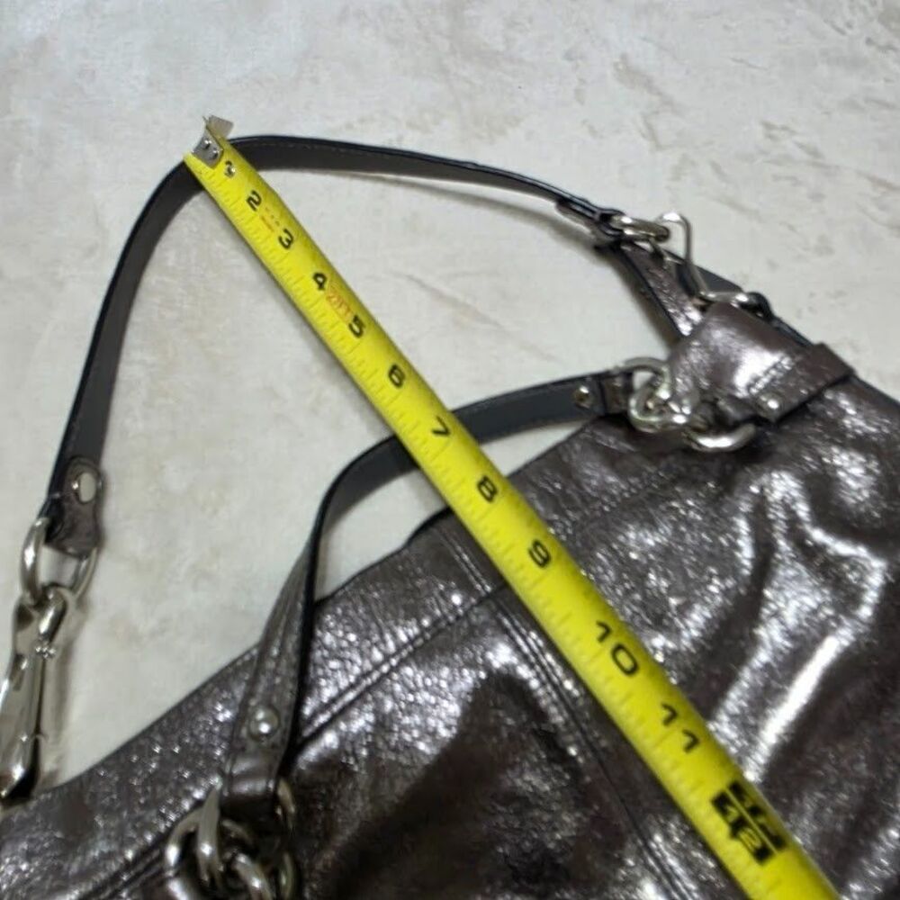 COACH Brooke Handbag Leather Pewter Metallic Hobo Purse F17165 Silver Hardware - Picture 10 of 12